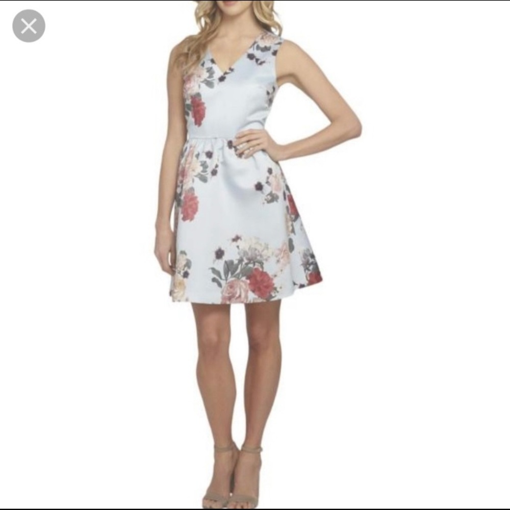 CeCe Light Blue Floral Spring/Summer Dress